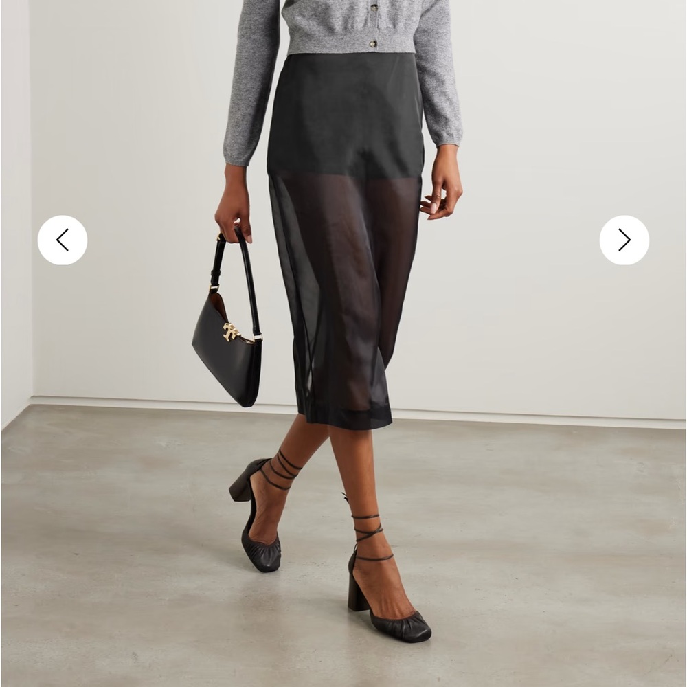 The Frankie Shop Black Silk-Blend Midi Skirt